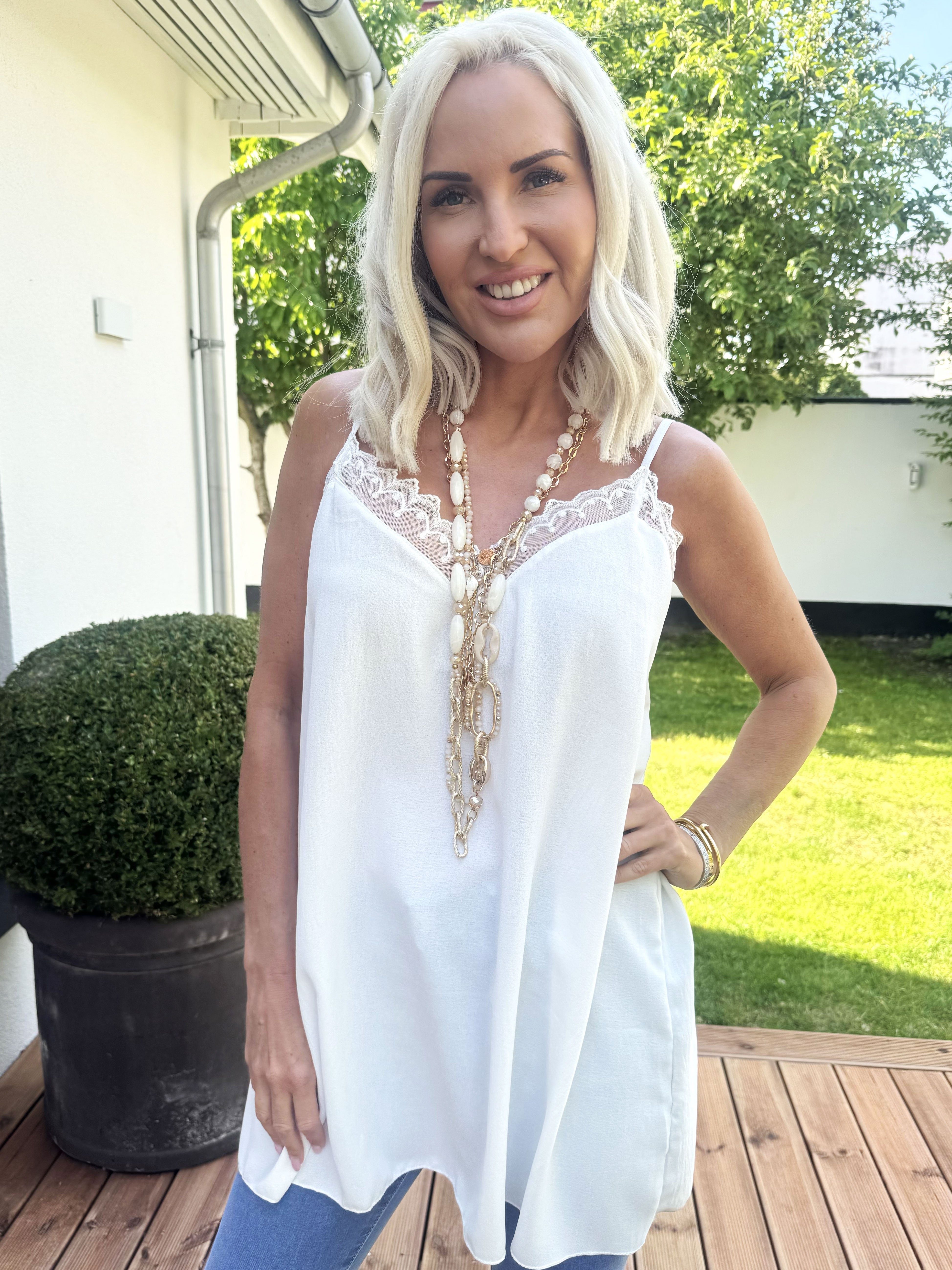 Viktoria - Top i viskose med blondekant